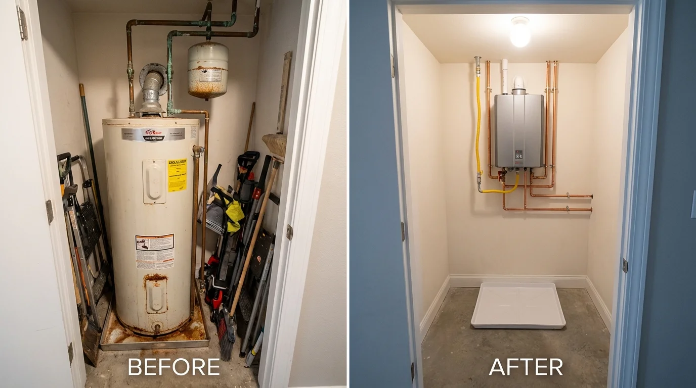 Tank water heater versus wall-mounted tankless unit comparison for Chandler, AZ homeowners